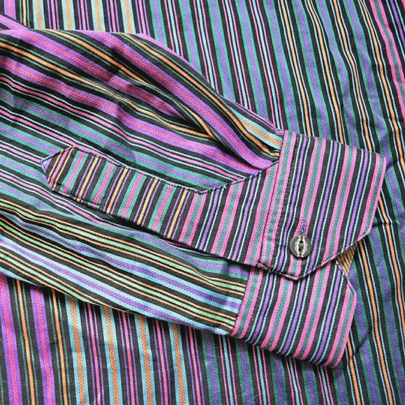 Robert Graham 100% Cotton with 100% Silk Detail, Colourful Pin Stripe Bu… - Picture 5 of 5